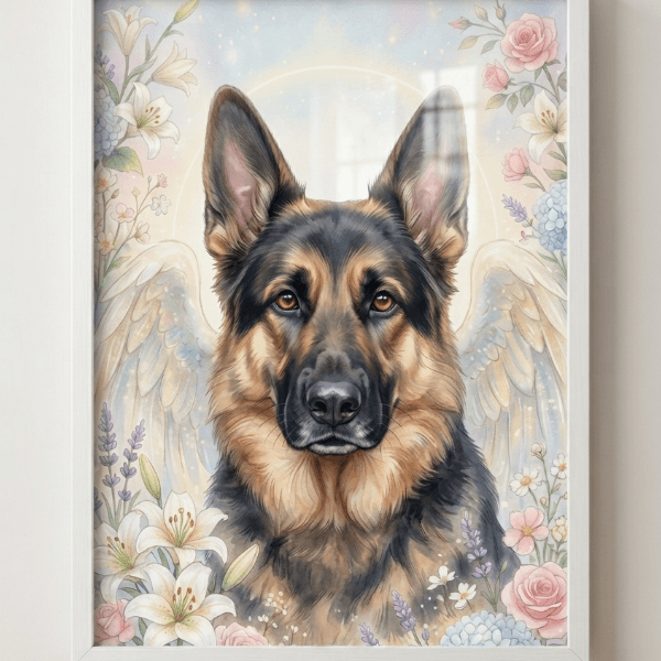 Custom German Shepherd Portrait – Memorial Style (Digital File)