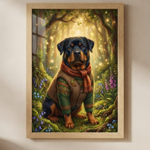 Custom Rottweiler Portrait - Pet Wilderkind Style (Digital File)