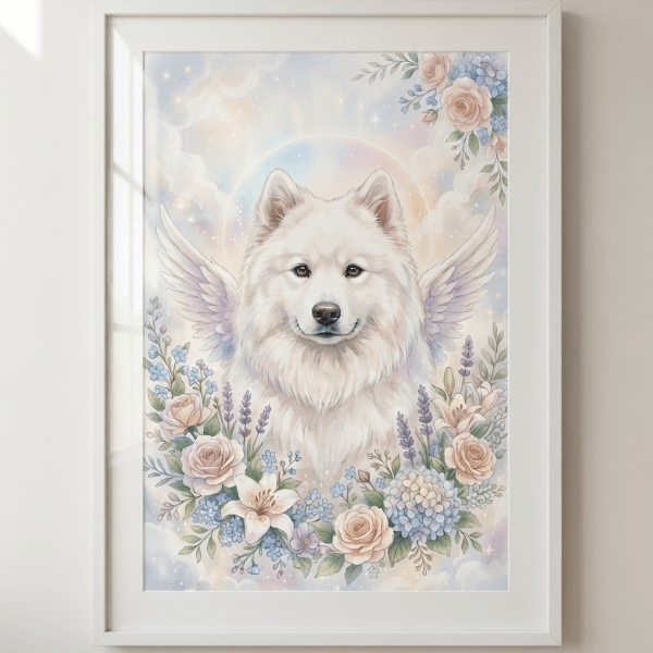 Custom Samoyed Portrait – Memorial Style (Digital File)