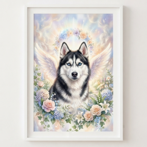 Custom Siberian Husky Portrait - Memorial Style (Digital File)