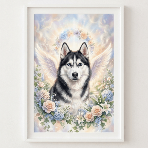 Custom Siberian Husky Portrait – Memorial Style (Digital File)