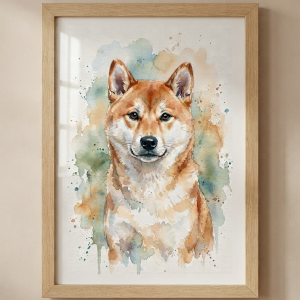 Custom Shiba Inu Portrait - Watercolor Style (Digital File)
