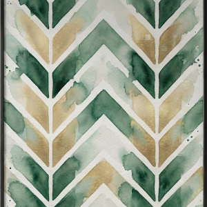 Emerald Gold Chevron Wall Art - Neo Deco Style (300 DPI)