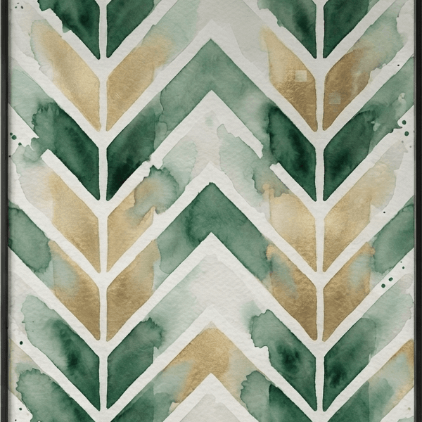 Emerald Gold Chevron Wall Art – Neo Deco Style (300 DPI)
