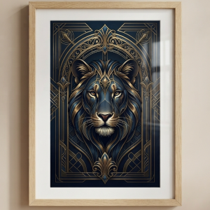 Midnight Brass Arch Wall Art - Neo Deco Style (300 DPI)