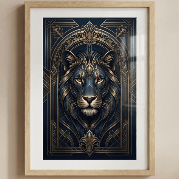 Midnight Brass Arch Wall Art – Neo Deco Style (300 DPI)