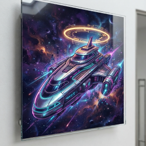 Cyberpunk Megacity Sci-Fi Frame TV Art (300 DPI)