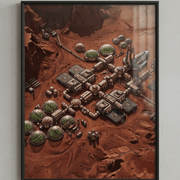 Mars Colony Outpost Sci-Fi Frame TV Art (300 DPI)