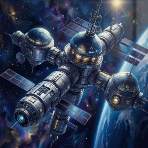 Orbital Space Station Sci-Fi Frame TV Art (300 DPI)