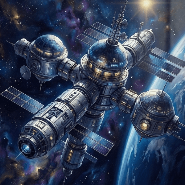 Orbital Space Station Sci-Fi Frame TV Art (300 DPI)
